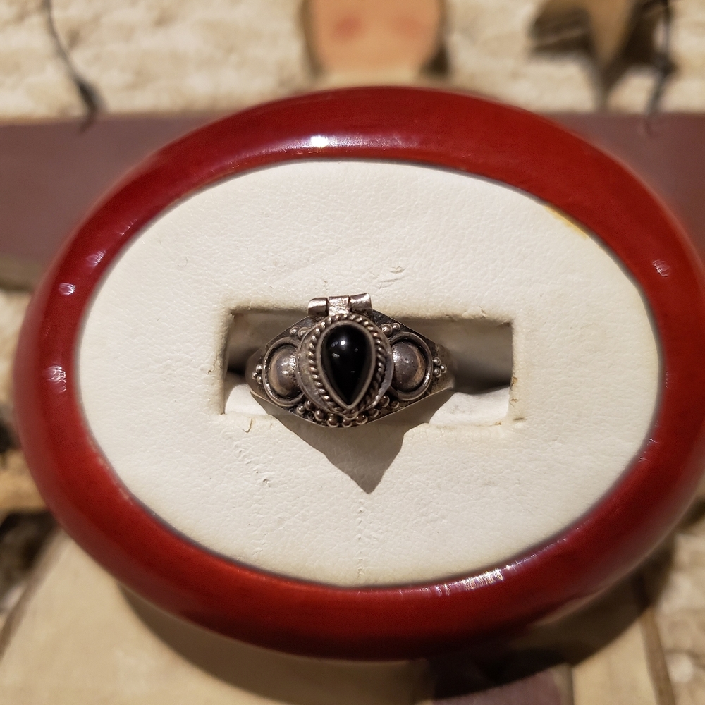 SOLDterling silver with black onyx  poison ring